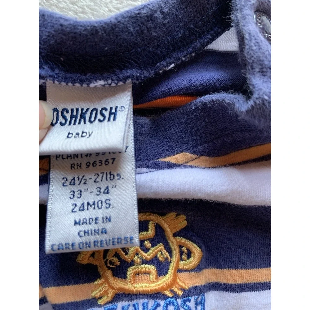 Baby Boys Osh Kosh Striped Romper One Piece Size 24 Months